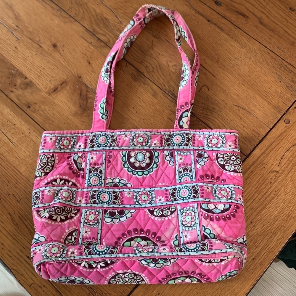 Vera Bradley Pink Cupcake Small Purse Tote with Toggle Closure & Outside Pocket - Picture 2 of 8